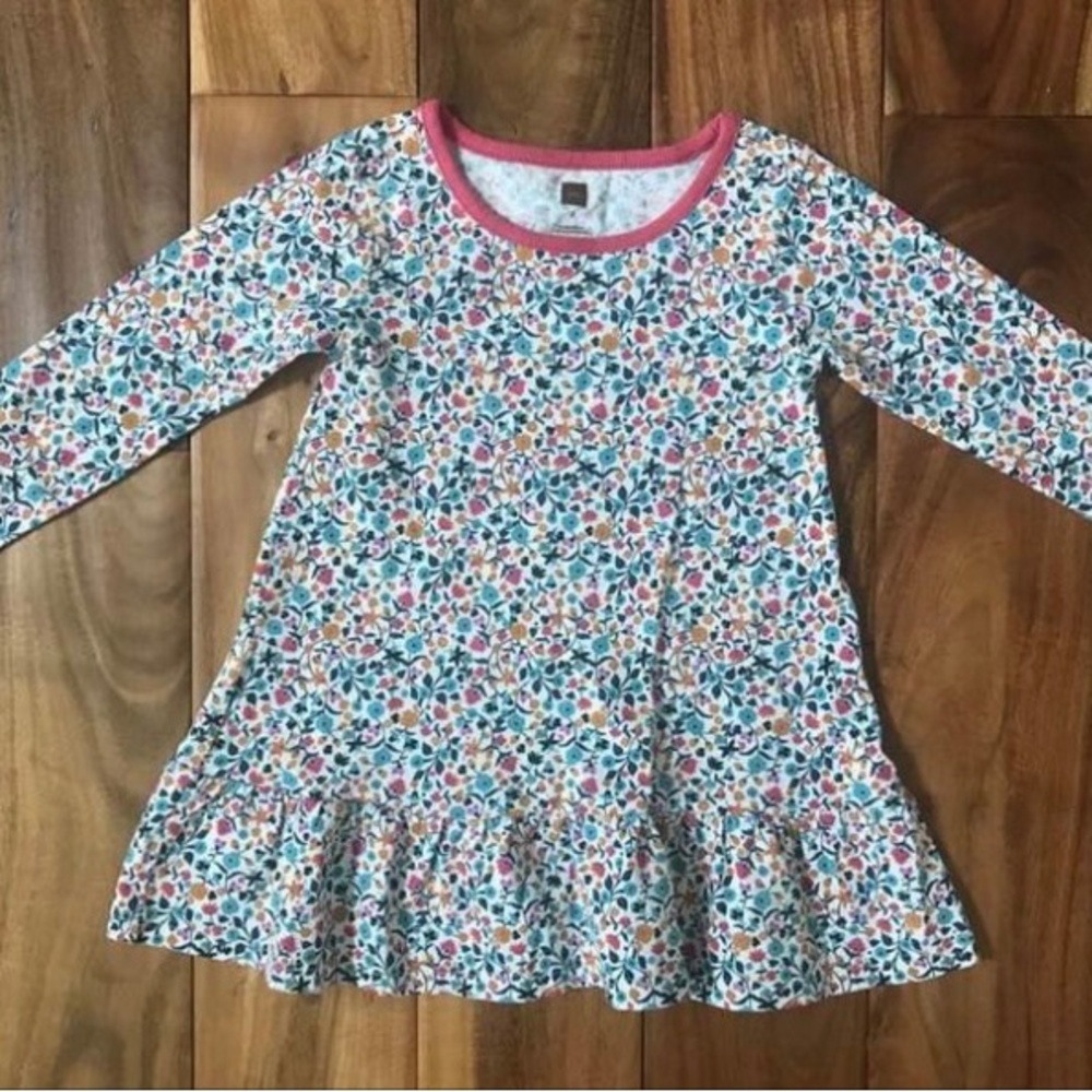 The Tea Collection Toddler Girl Long Sleeve Floral Print Dress Size 2-NEW